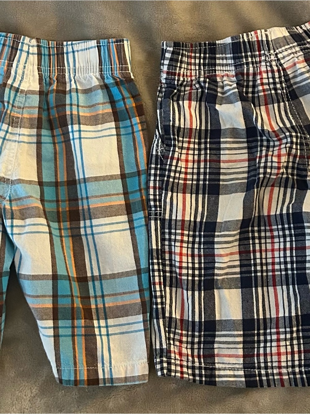 2 Pair Bundle Jumping Bean Plaid Cotton Shorts Set Blue & Navy Plaid